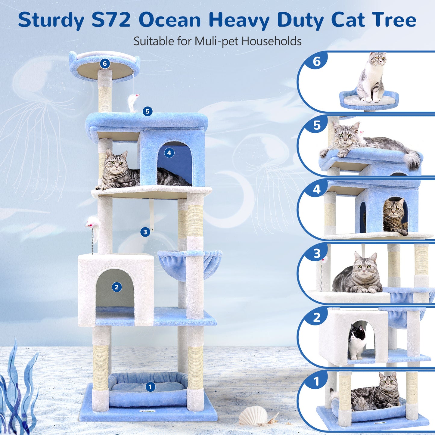 Marine Blue Cat Climbing Frame