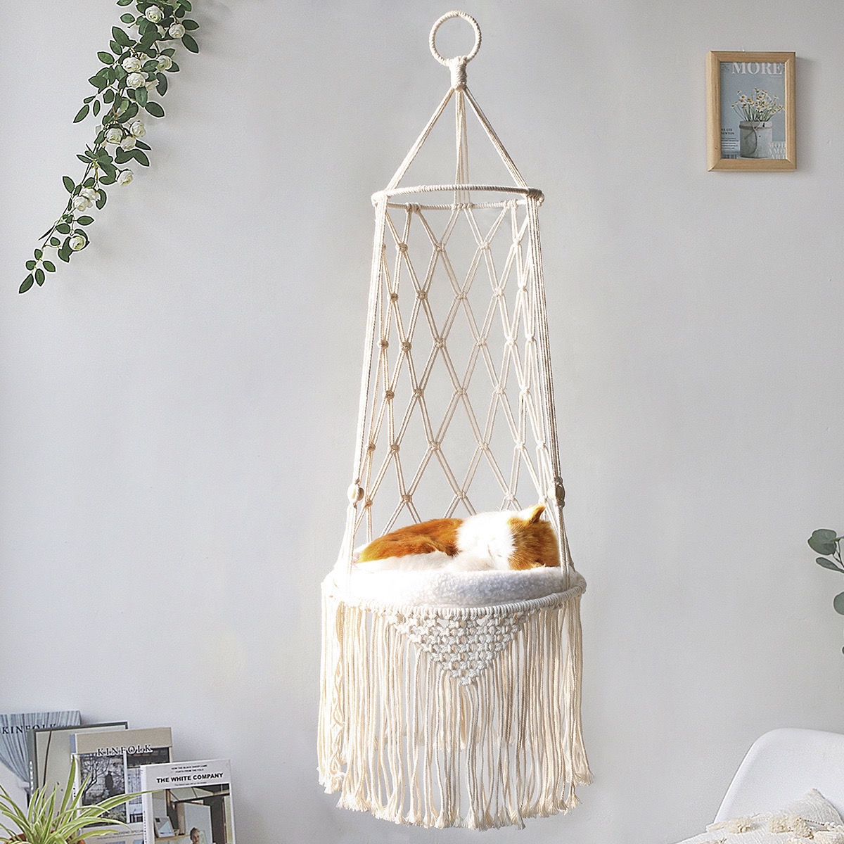 Macrame Hanging Cat Hammock