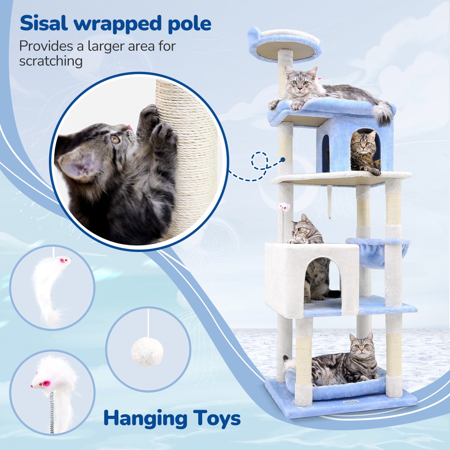 Marine Blue Cat Climbing Frame