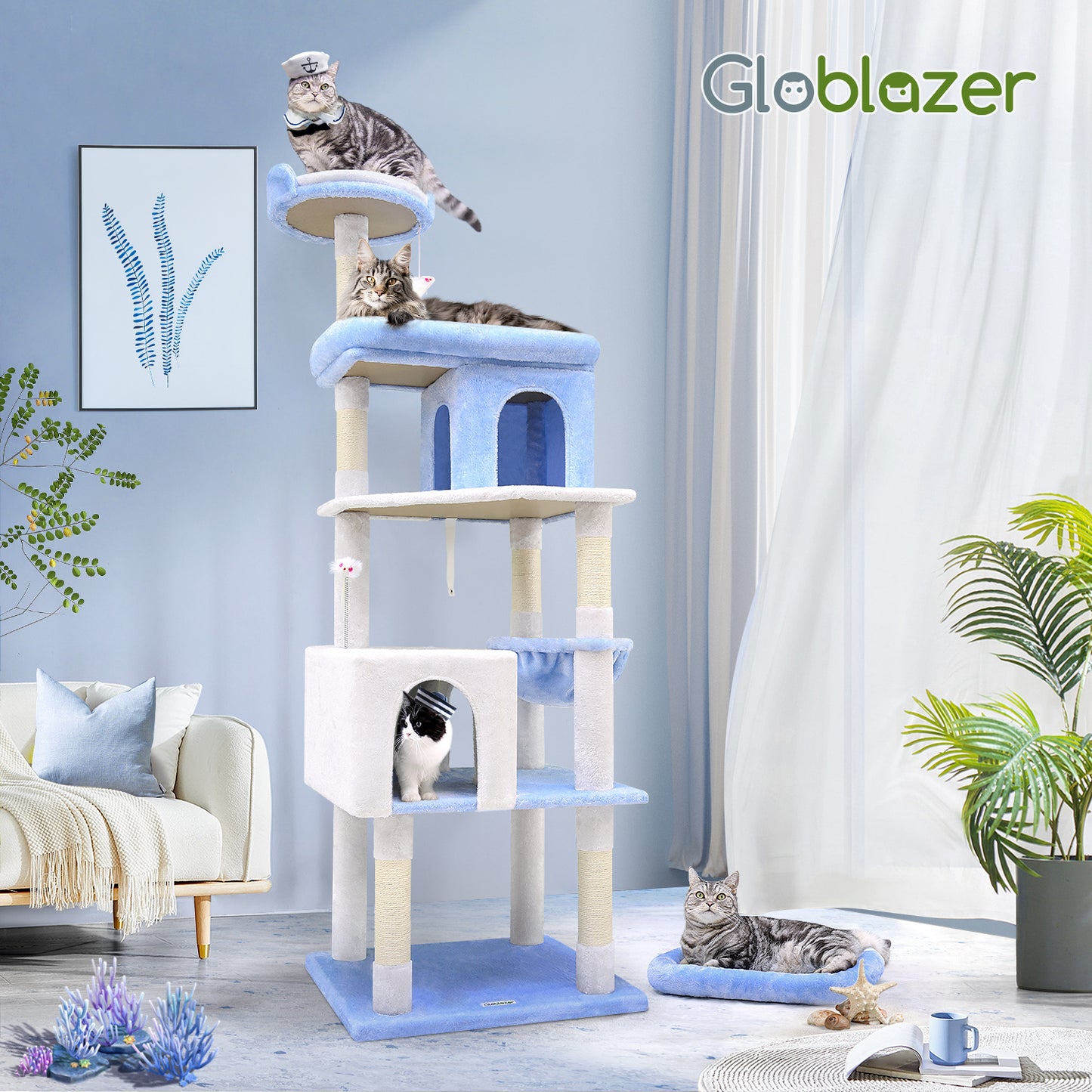 Marine Blue Cat Climbing Frame