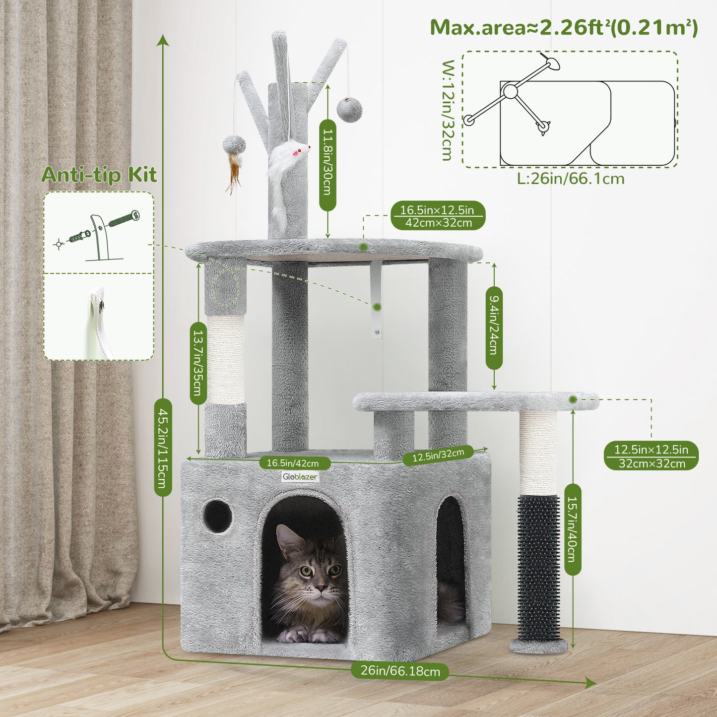 Modern Cat Climbing Frame Light Gray