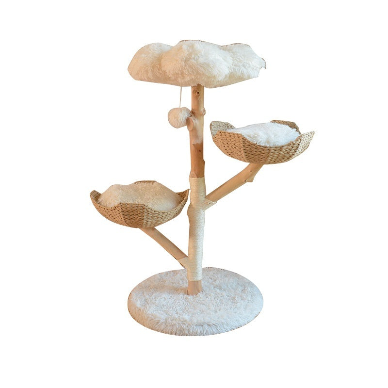 Natural Fruit Tree Cat Climbing Frame Solid Wood Rattan Cat Nest Cat Tree