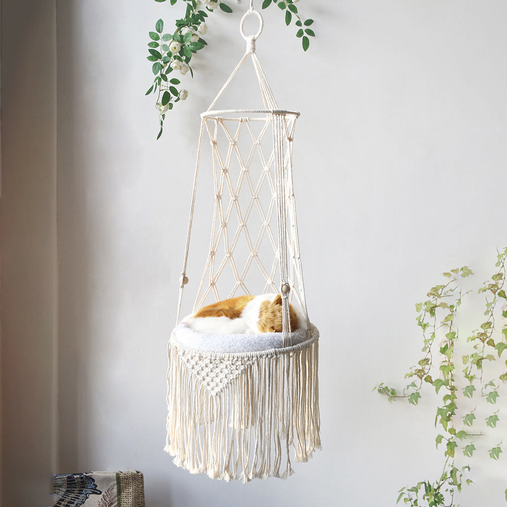 Macrame Hanging Cat Hammock